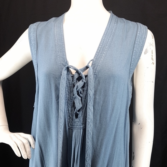 Splendid Indigo Lace-Up Sleeveless Midi Dress - Picture 5 of 11